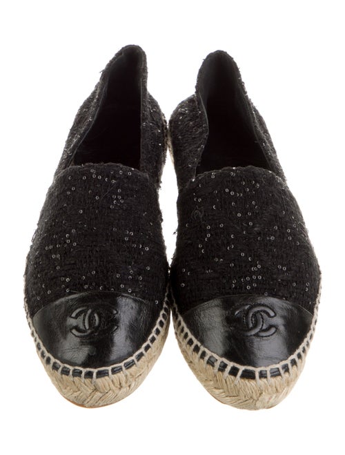 Chanel Interlocking CC Logo Tweed Espadrilles