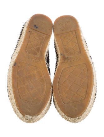 Chanel Interlocking CC Logo Tweed Espadrilles