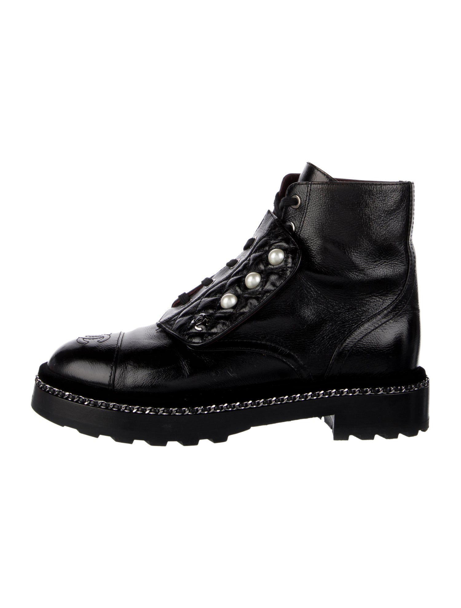 Chanel 2018 Interlocking CC Logo Combat Boots
