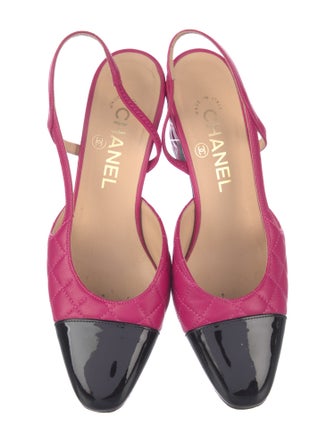 Chanel Leather Printed Slingback Pumps