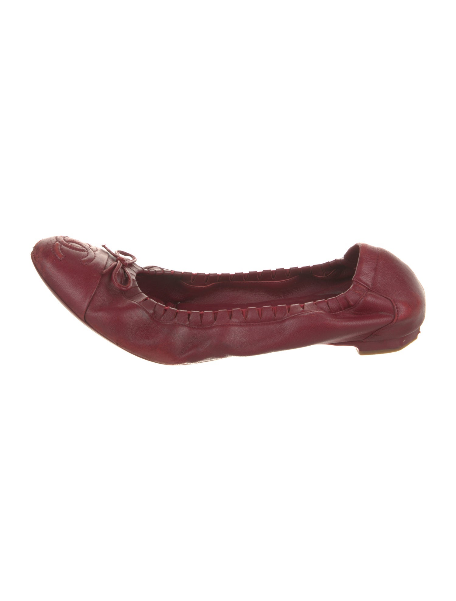 Chanel Interlocking CC Logo Leather Ballet Flats