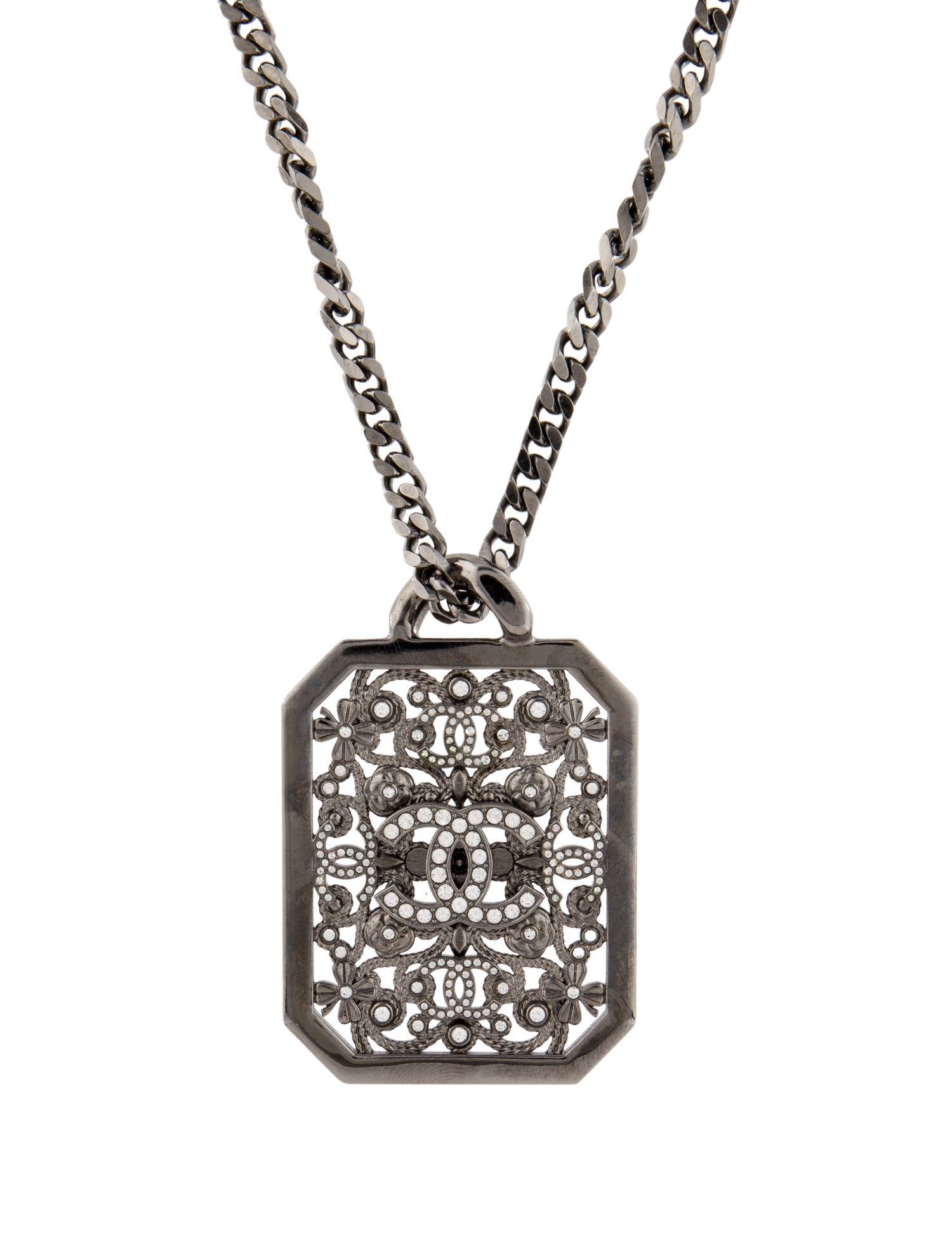 Chanel 2022 Strass CC Pendant Necklace