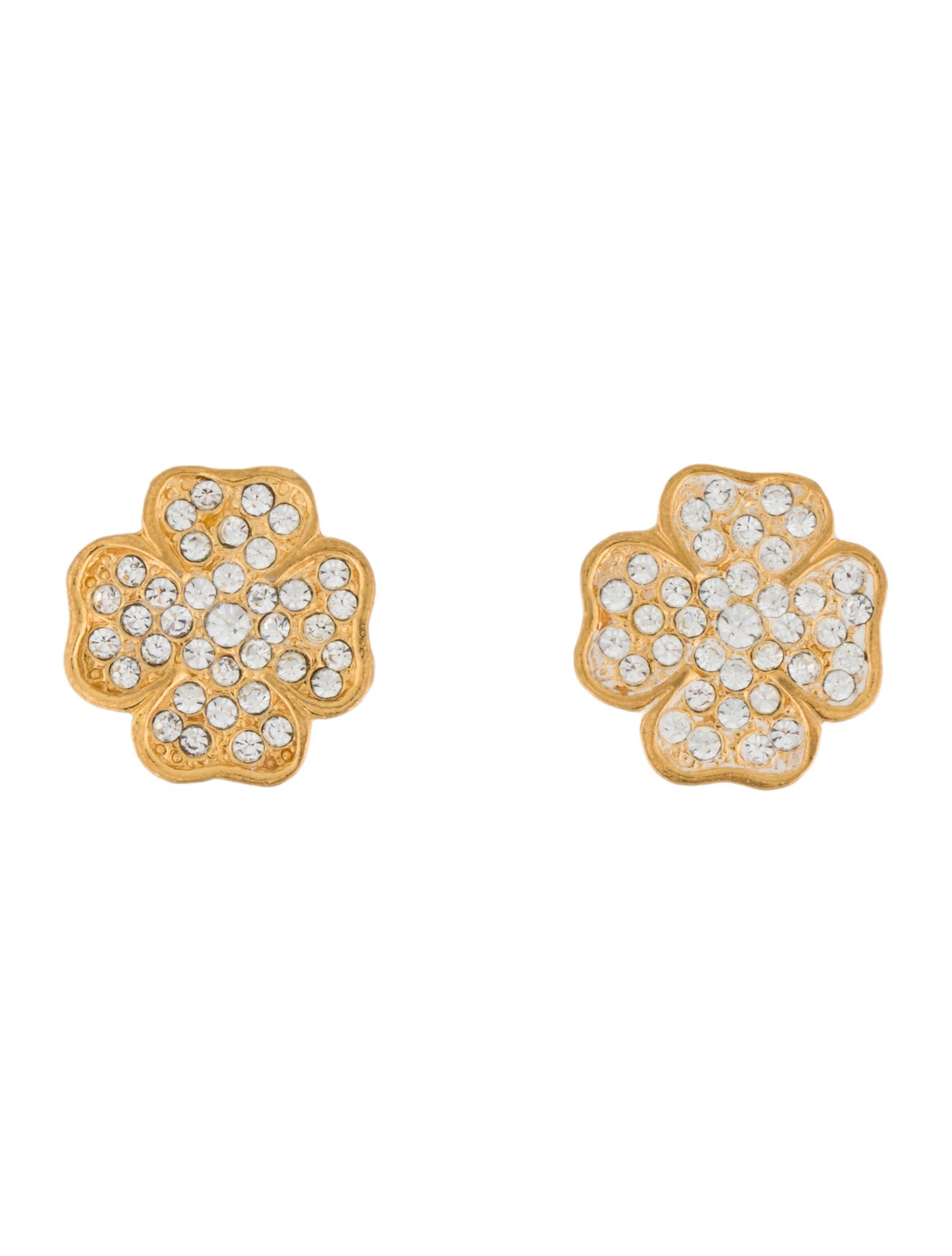 Chanel Vintage Strass Clover Clip-On Earrings