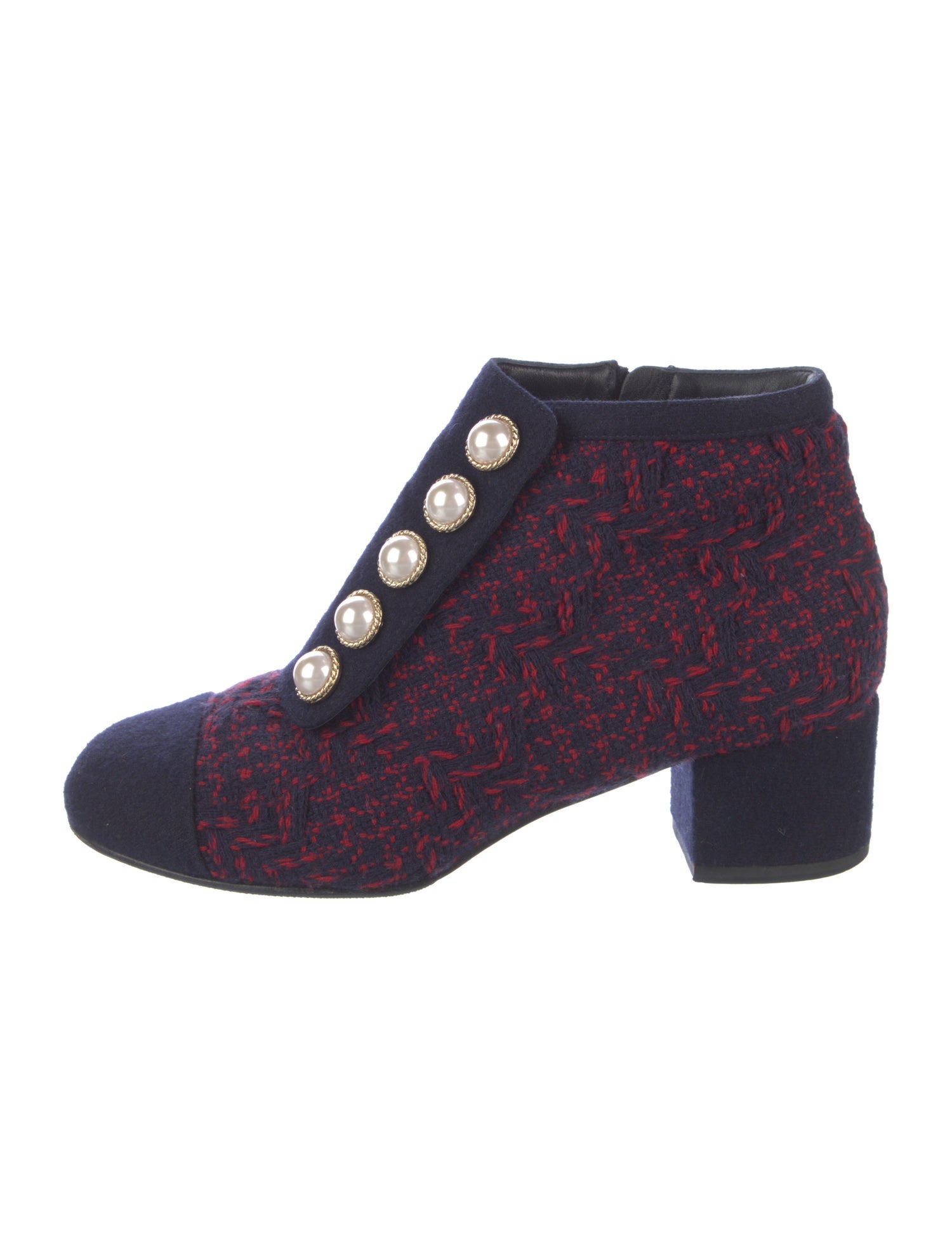 Chanel Tweed Printed Boots