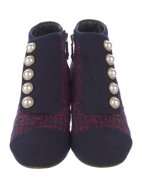 Chanel Tweed Printed Boots