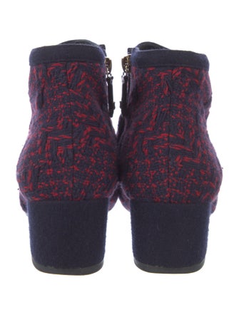 Chanel Tweed Printed Boots