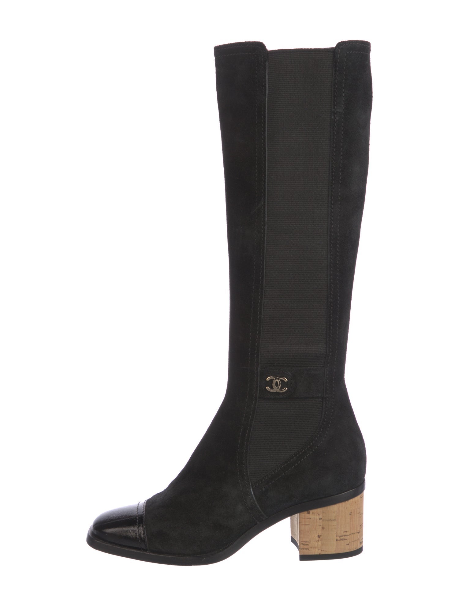 Chanel Interlocking CC Logo Suede Riding Boots