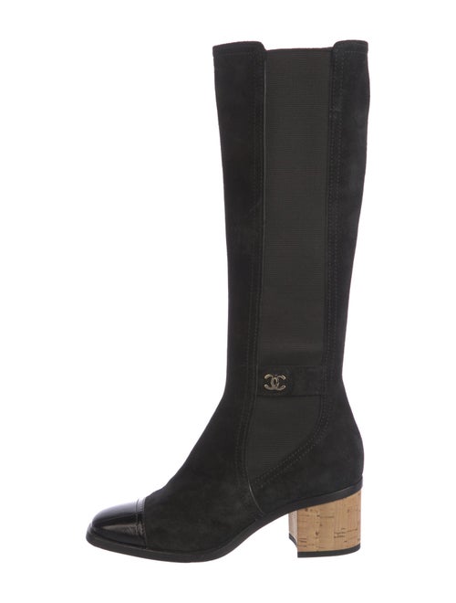 Chanel Interlocking CC Logo Suede Riding Boots