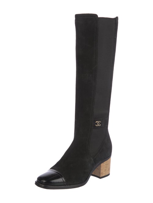 Chanel Interlocking CC Logo Suede Riding Boots