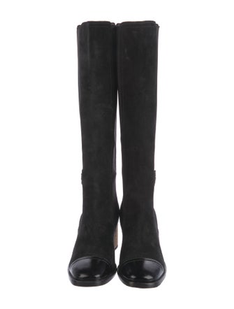 Chanel Interlocking CC Logo Suede Riding Boots