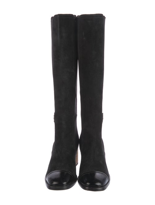 Chanel Interlocking CC Logo Suede Riding Boots