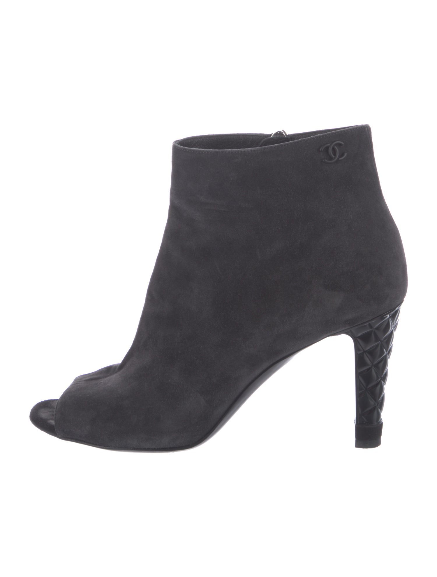 Chanel Interlocking CC Logo Suede Boots