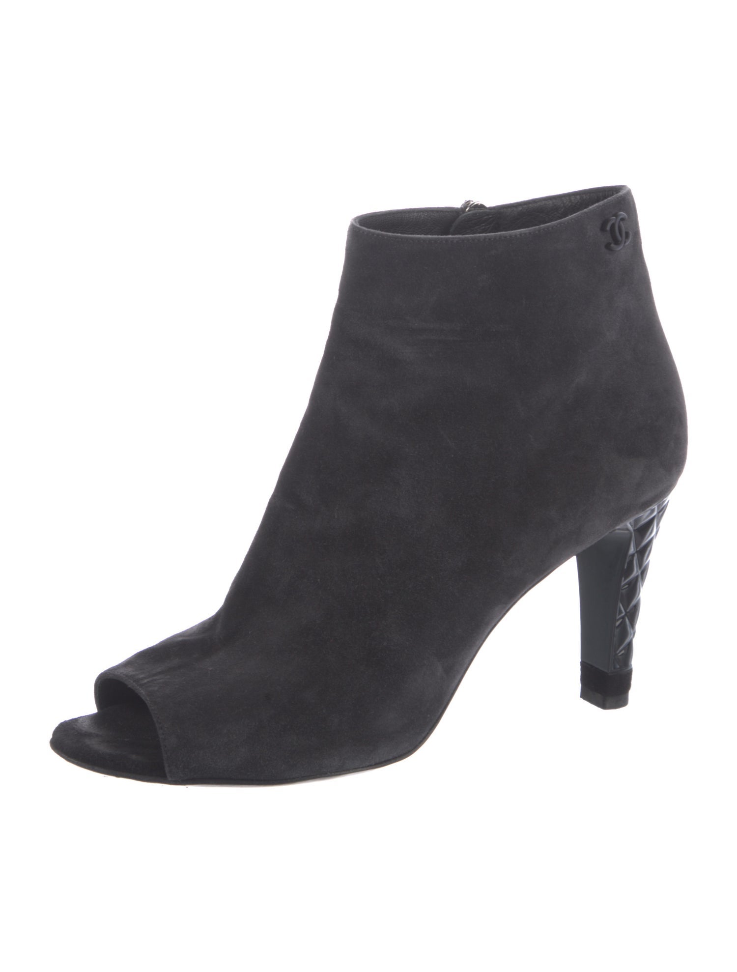 Chanel Interlocking CC Logo Suede Boots