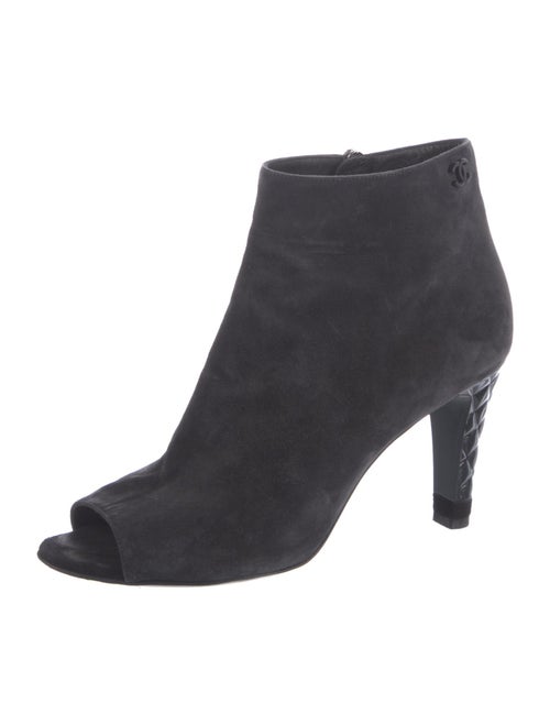 Chanel Interlocking CC Logo Suede Boots