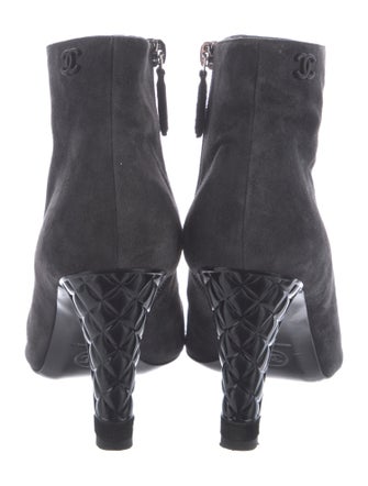 Chanel Interlocking CC Logo Suede Boots