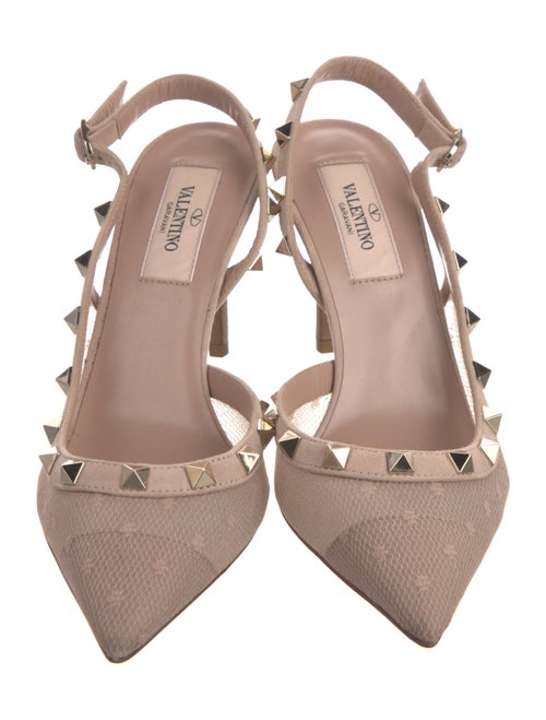 Valentino Pizzo Pois Rockstud Accents Slingback Pumps