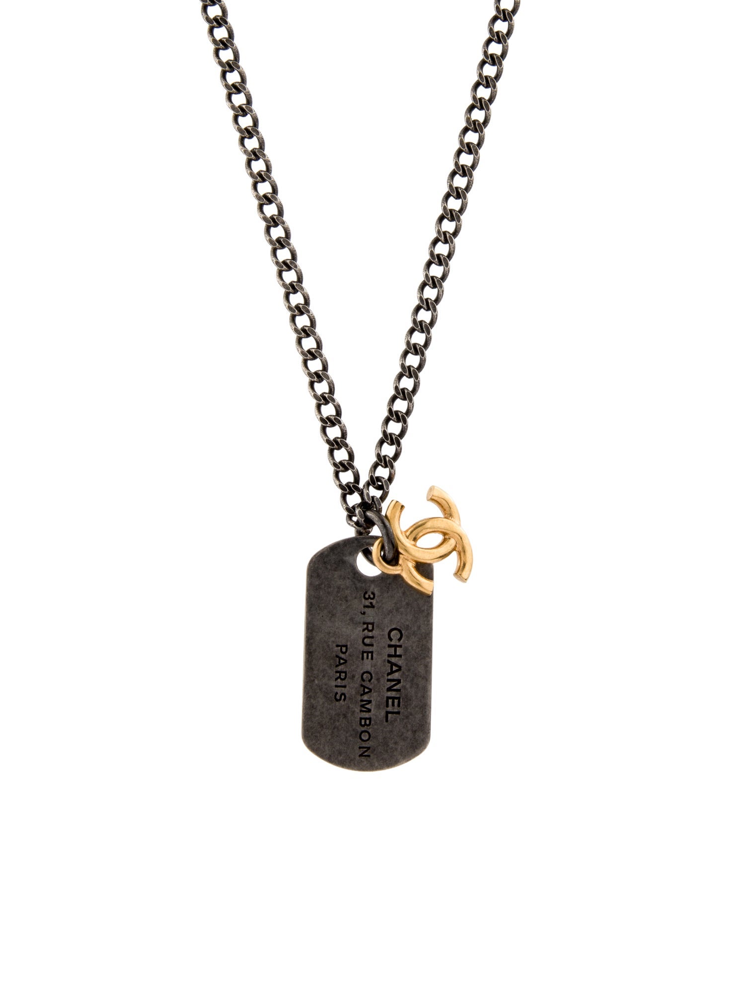 Chanel 2021 CC 31 Rue Cambon Dog Tag Pendant Necklace