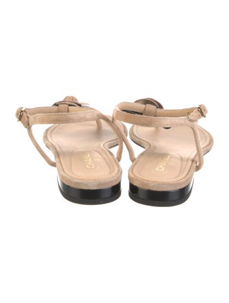 Chanel Interlocking CC Logo Suede T-Strap Sandals