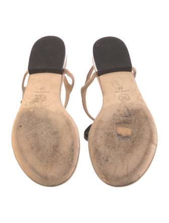 Chanel Interlocking CC Logo Suede T-Strap Sandals
