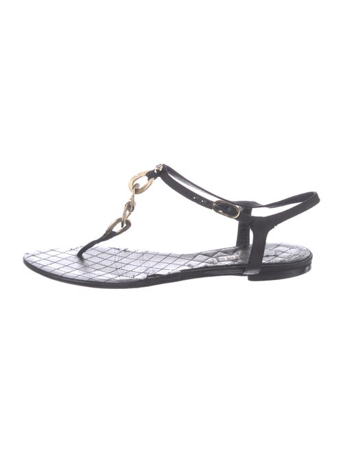 Chanel Interlocking CC Logo Leather T-Strap Sandals