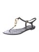 Chanel Interlocking CC Logo Leather T-Strap Sandals