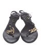 Chanel Interlocking CC Logo Leather T-Strap Sandals