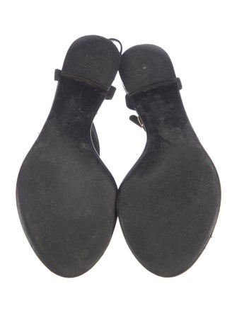 Chanel Interlocking CC Logo Leather T-Strap Sandals