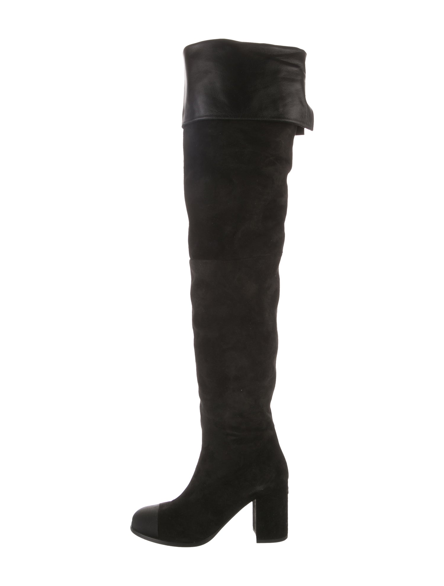 Chanel Interlocking CC Logo Suede Boots