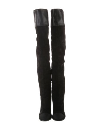 Chanel Interlocking CC Logo Suede Boots