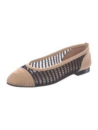 Chanel Interlocking CC Logo Raffia Flats