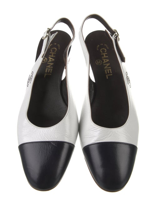Chanel Interlocking CC Logo Leather Slingback Flats