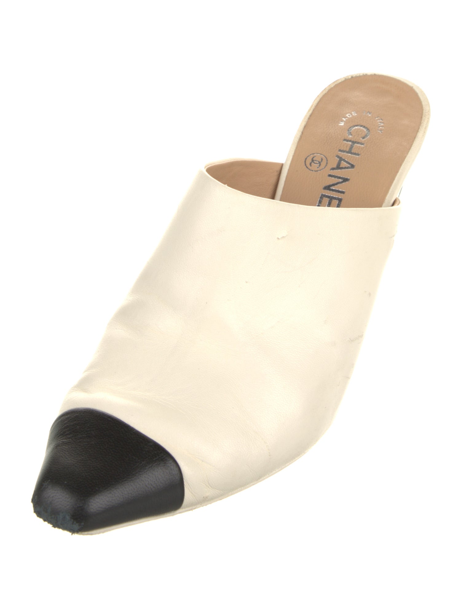 Chanel Interlocking CC Logo Leather Mules