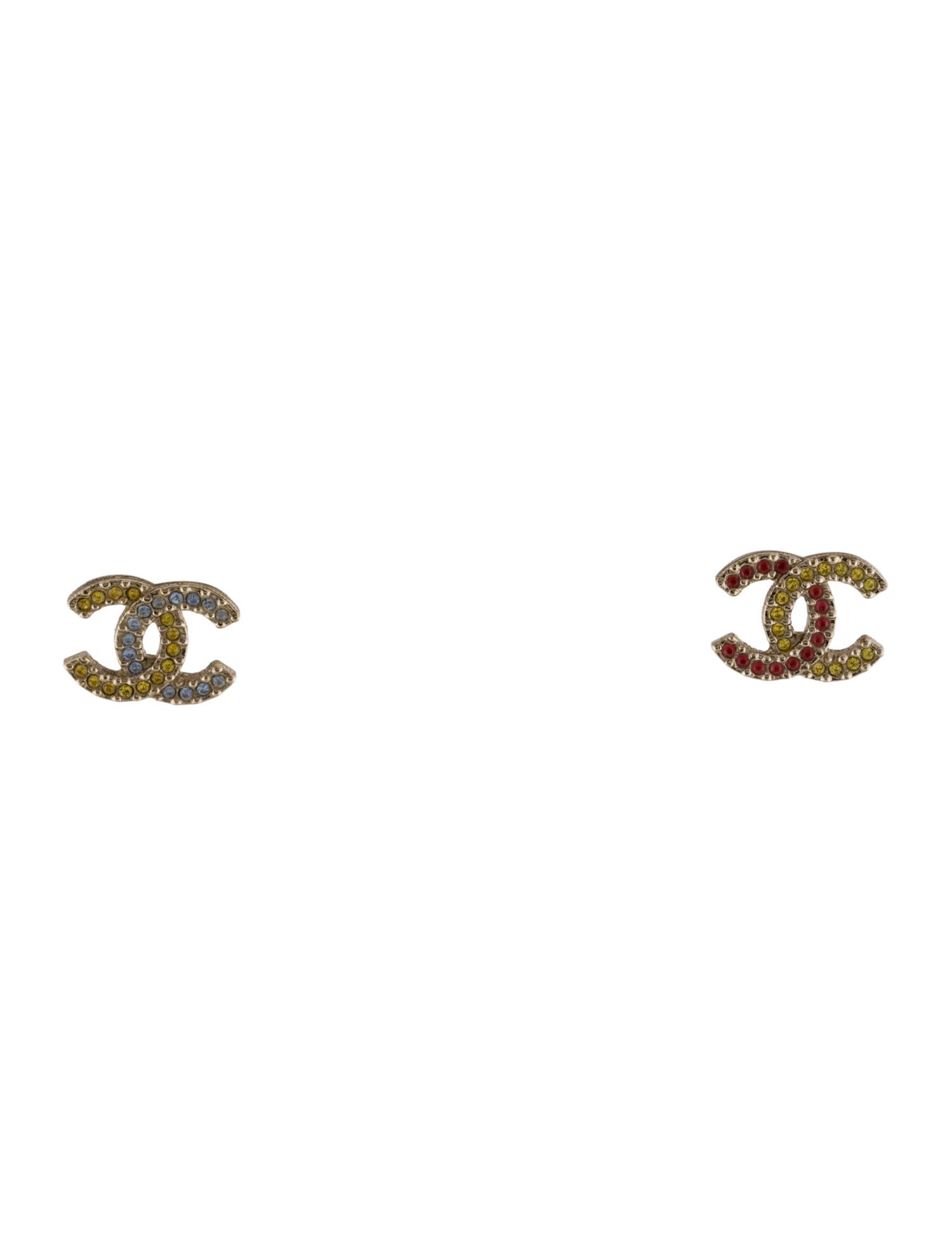 Chanel 2023 Strass CC Stud Earrings