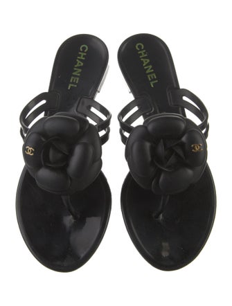 Chanel Interlocking CC Logo Rubber Flip Flops