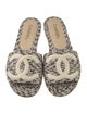 Chanel Interlocking CC Logo Tweed Slides