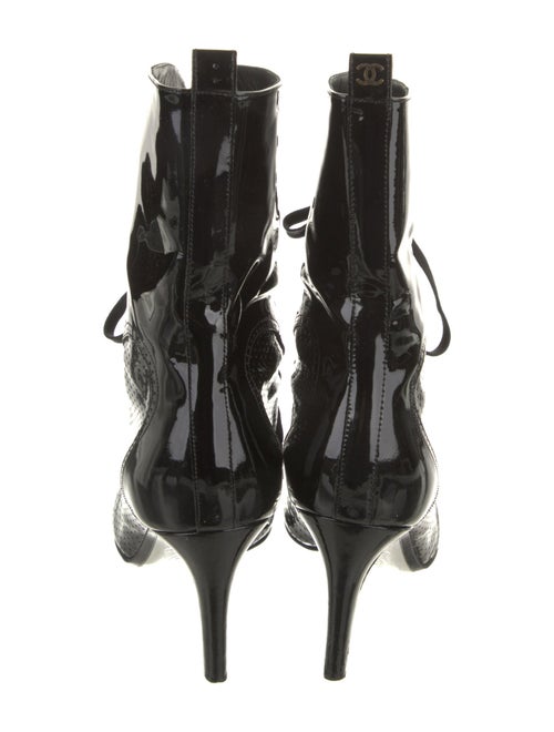 Chanel Interlocking CC Logo Patent Leather Lace-Up Boots