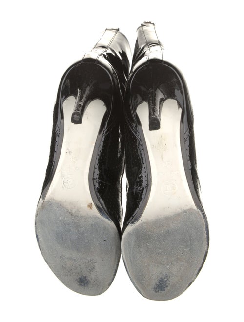 Chanel Interlocking CC Logo Patent Leather Lace-Up Boots