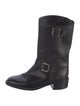 Chanel Interlocking CC Logo Leather Moto Boots