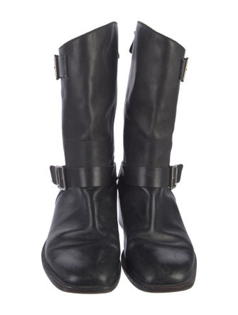 Chanel Interlocking CC Logo Leather Moto Boots