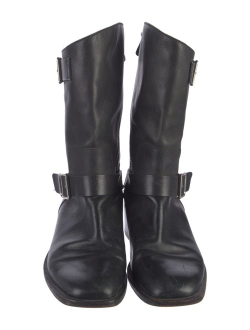 Chanel Interlocking CC Logo Leather Moto Boots