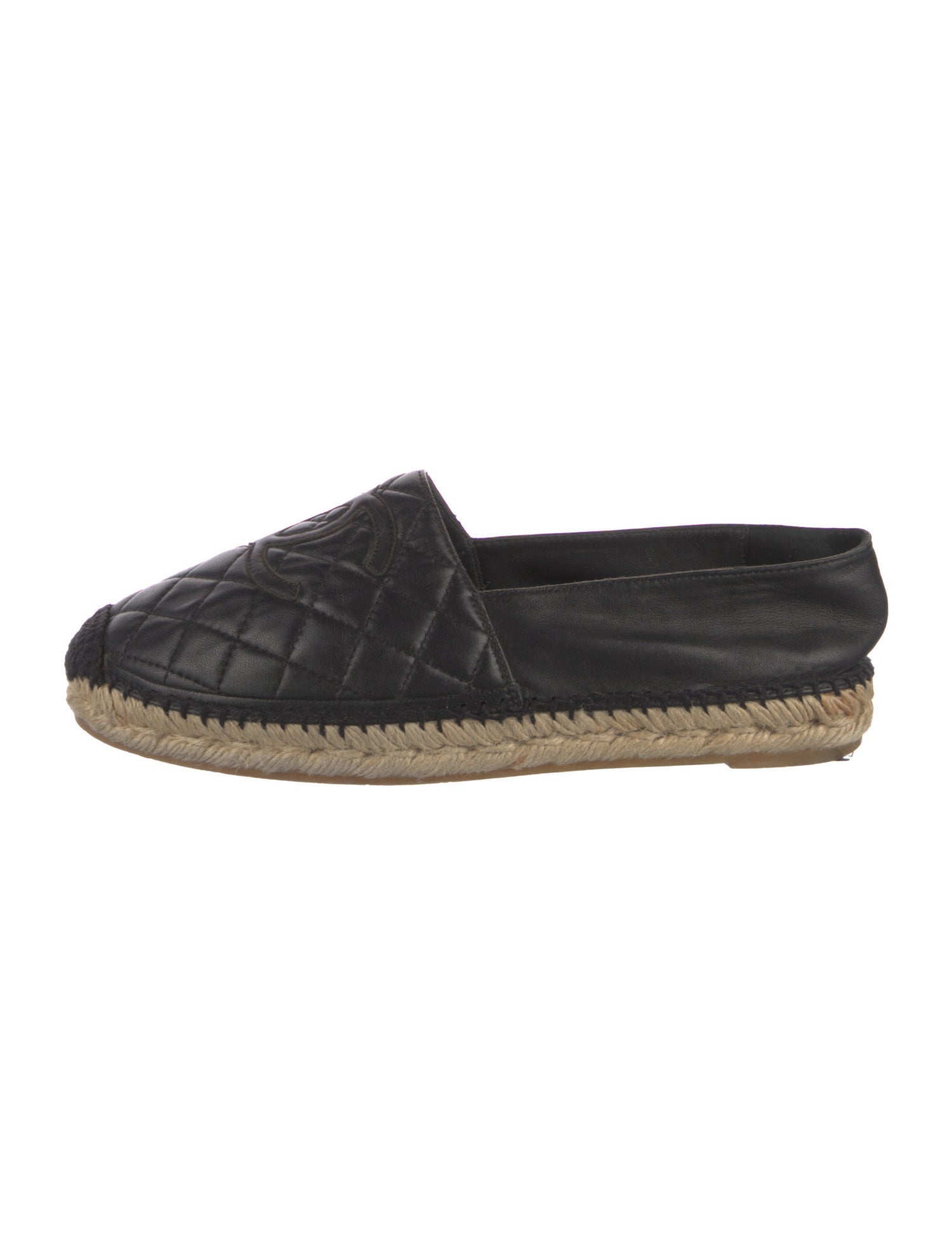 Chanel Interlocking CC Logo Leather Espadrilles