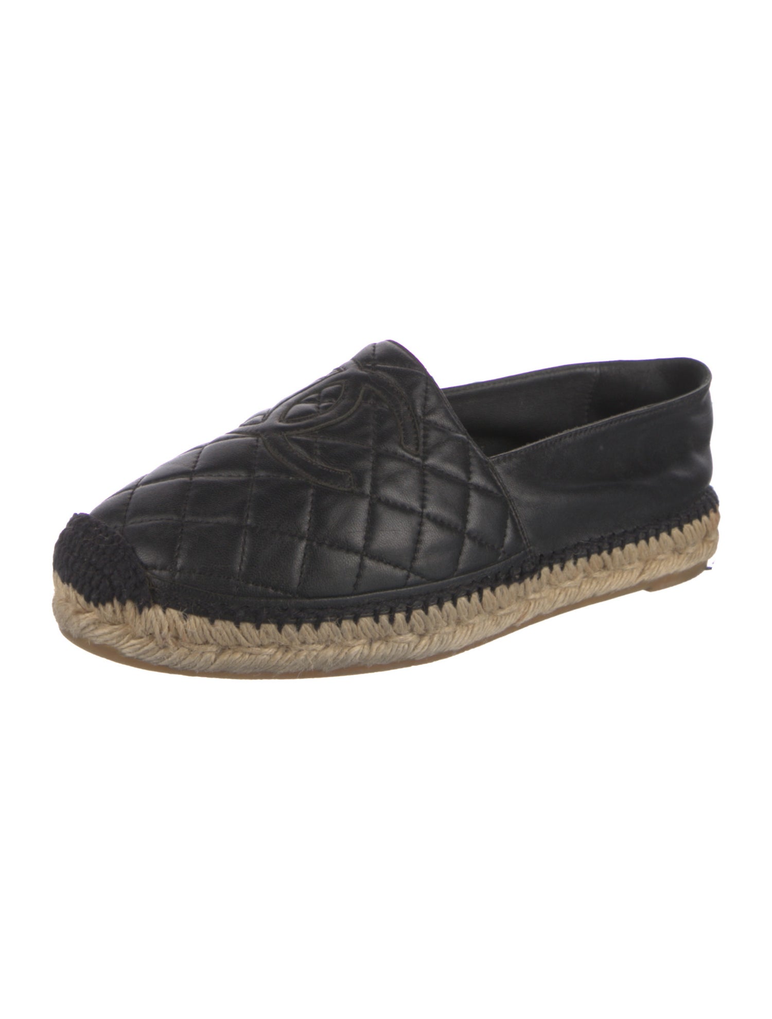 Chanel Interlocking CC Logo Leather Espadrilles