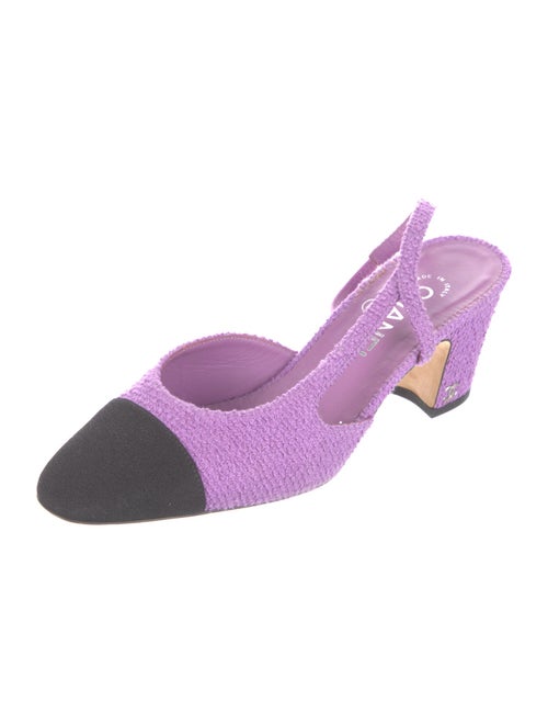 Chanel Interlocking CC Logo Tweed Slingback Pumps