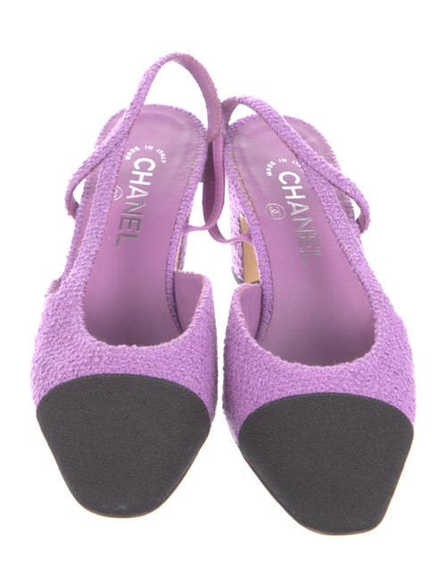 Chanel Interlocking CC Logo Tweed Slingback Pumps