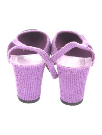 Chanel Interlocking CC Logo Tweed Slingback Pumps