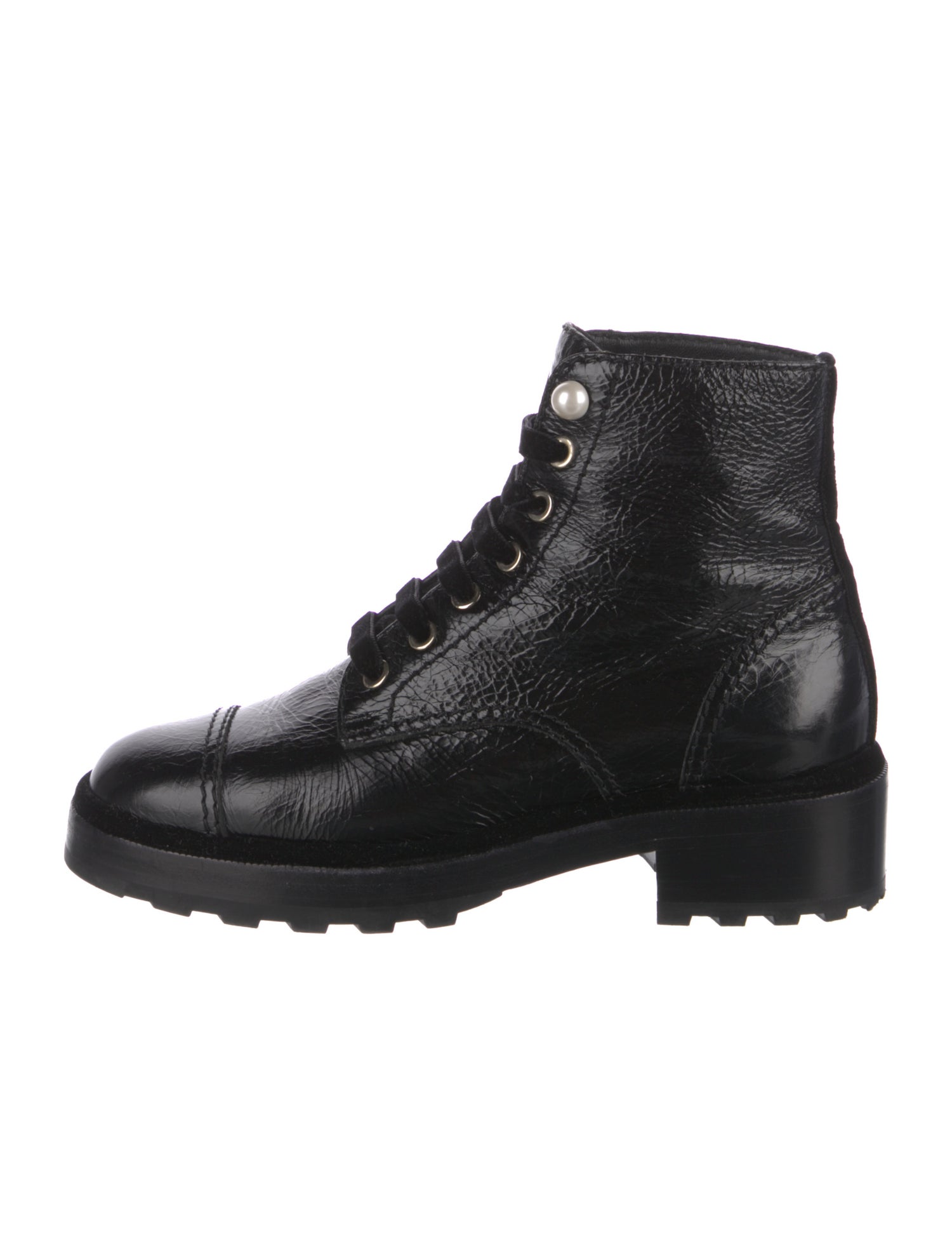 Chanel Interlocking CC Logo Leather Combat Boots