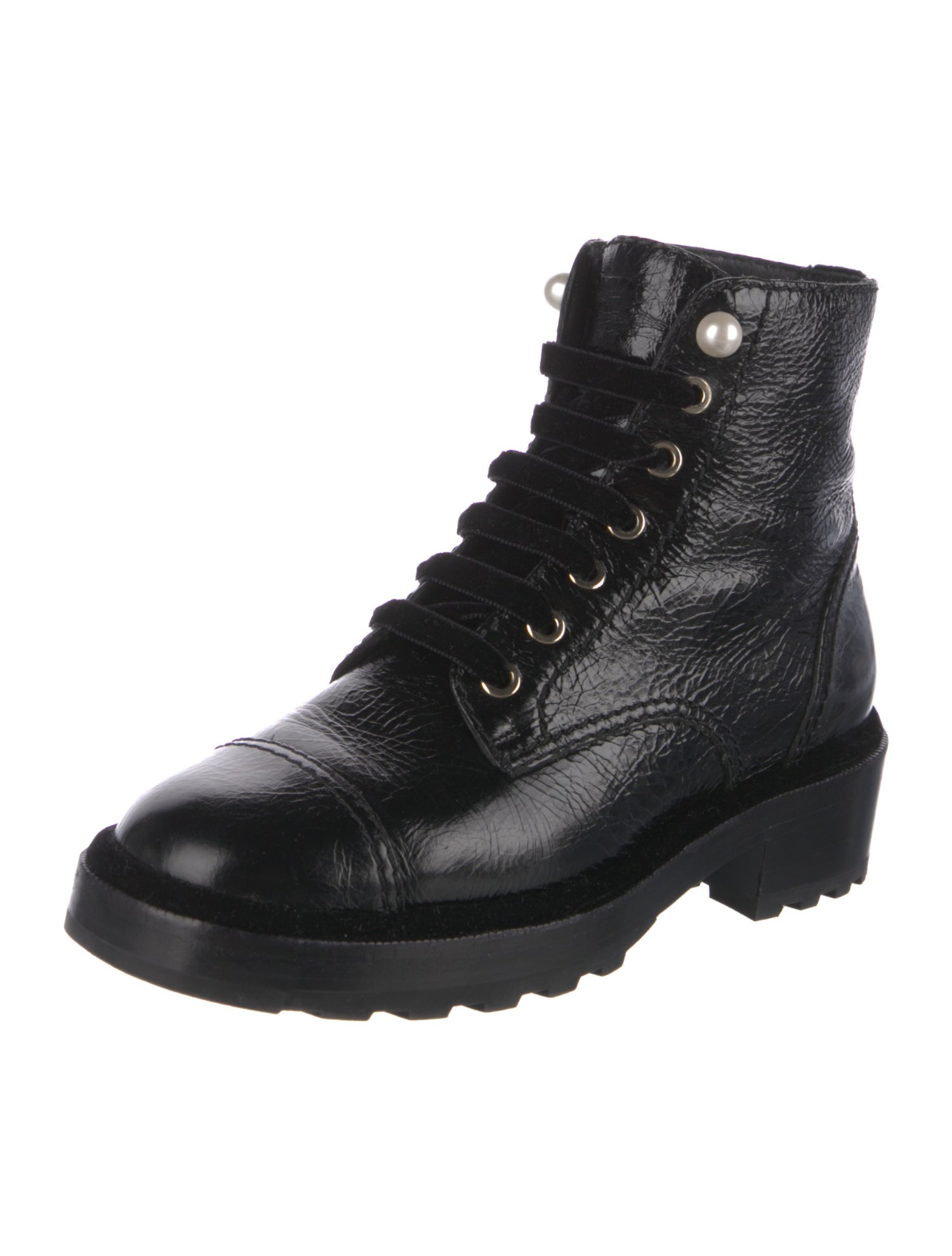 Chanel Interlocking CC Logo Leather Combat Boots