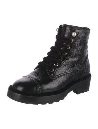 Chanel Interlocking CC Logo Leather Combat Boots