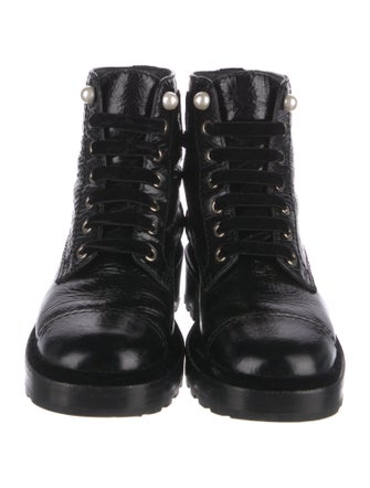 Chanel Interlocking CC Logo Leather Combat Boots