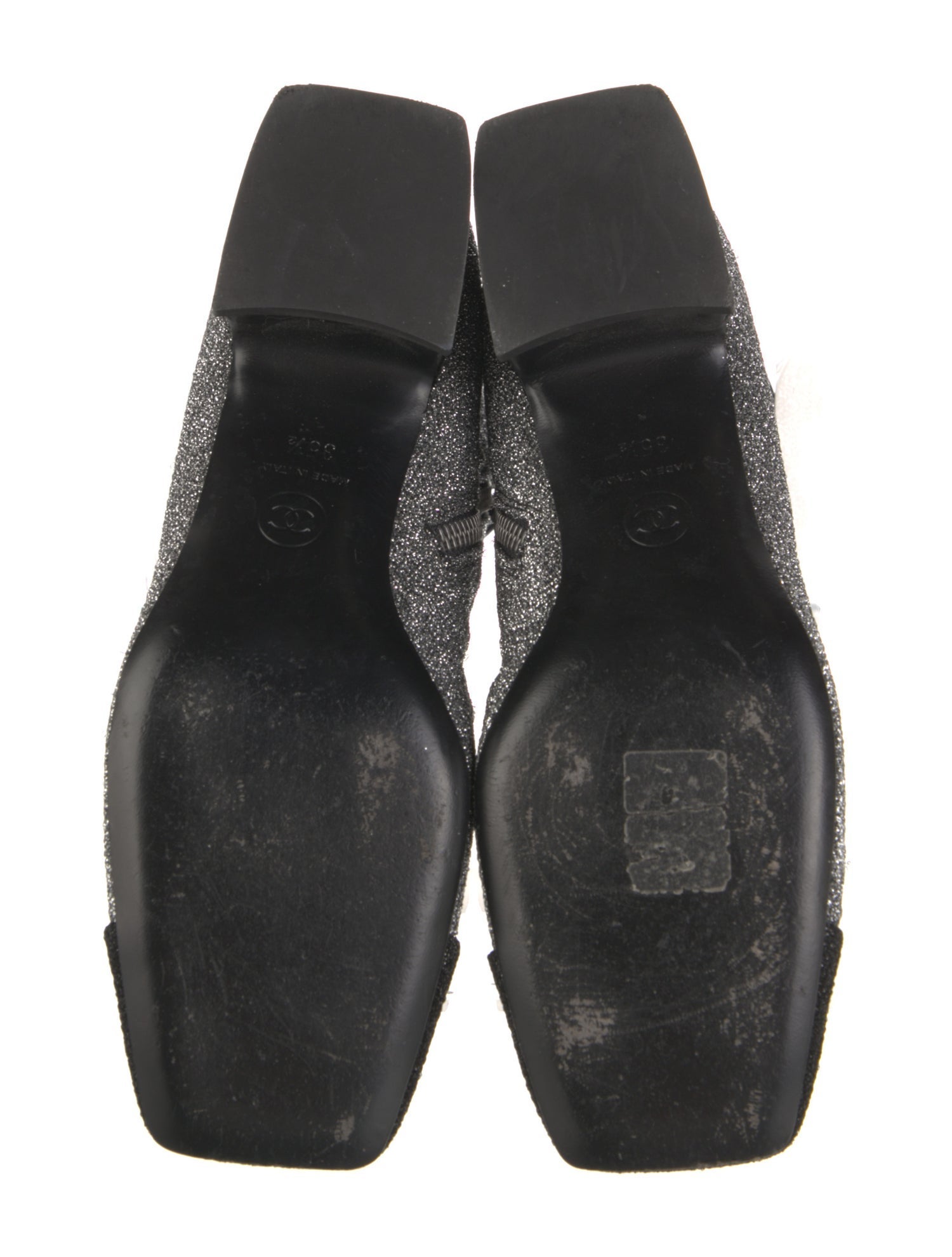 Chanel Interlocking CC Logo Glitter Accents Sock Boots